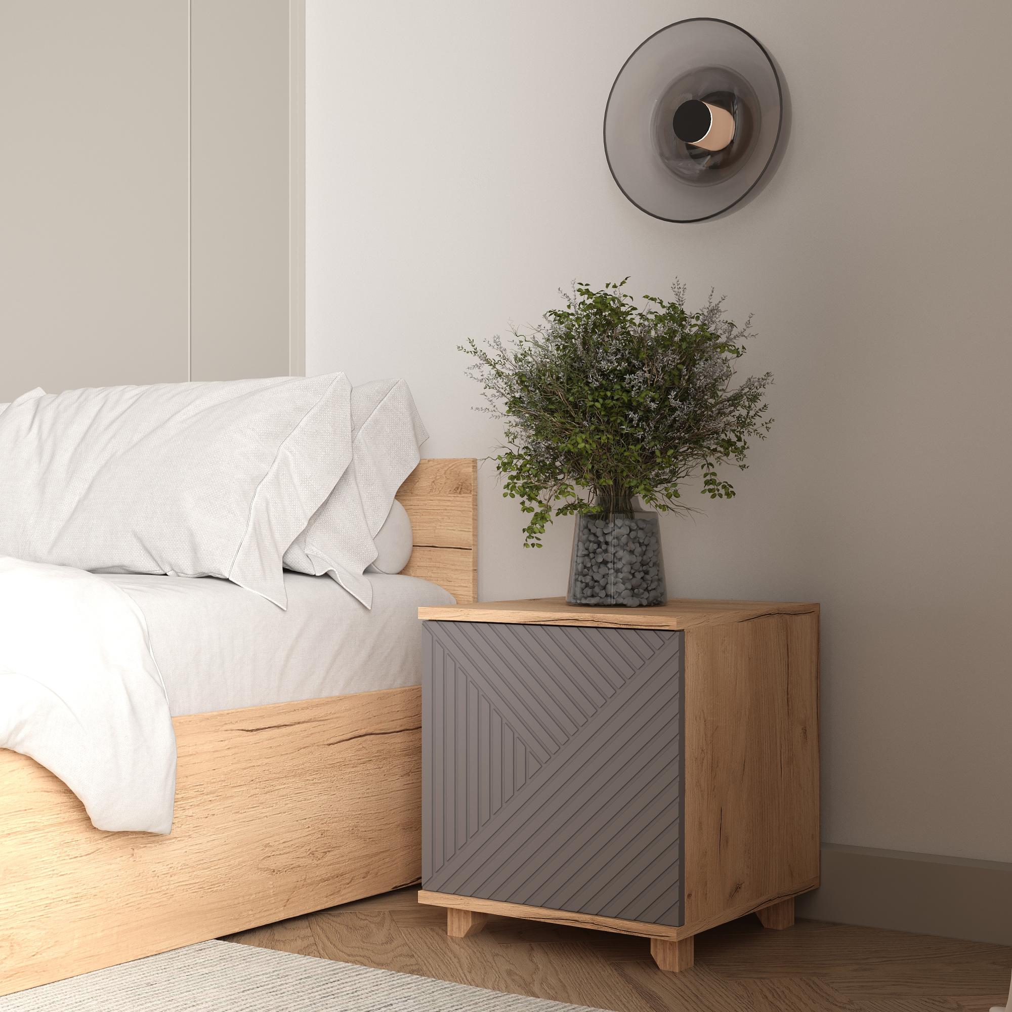 Тумба прикроватная Ньёрд 1ст Дуб вотан/Черника