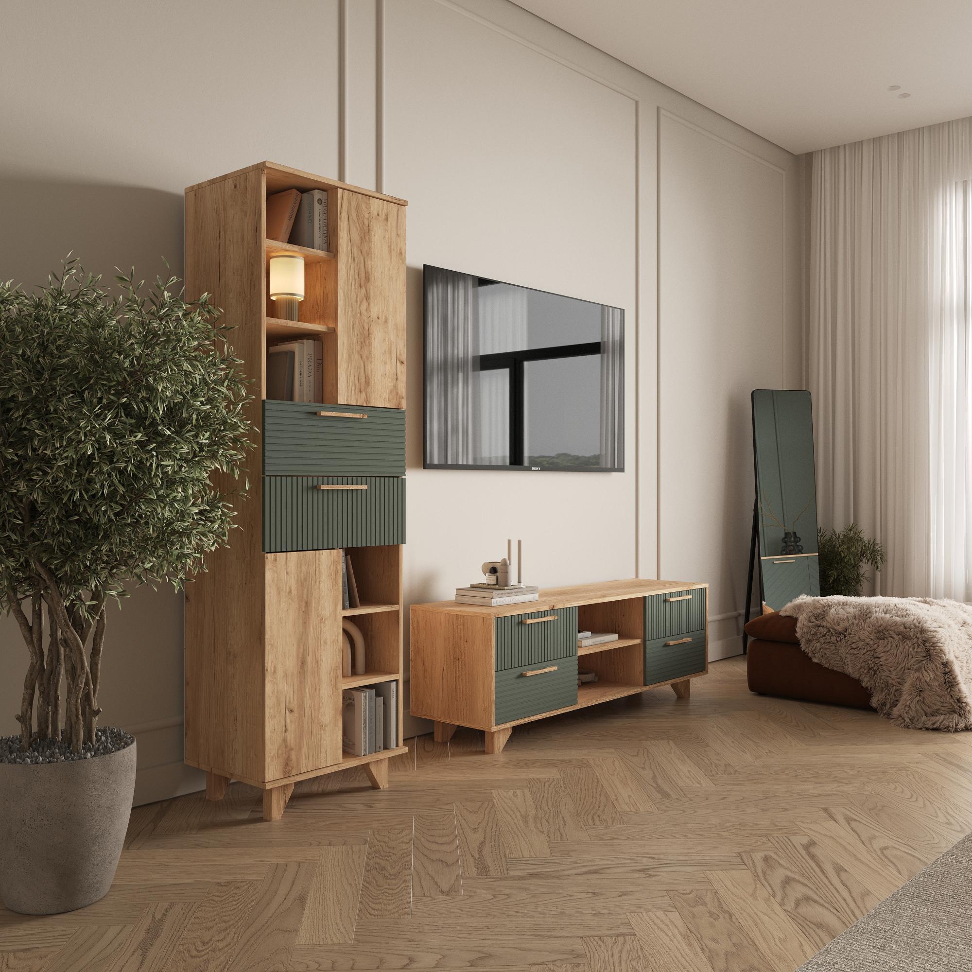 ТВ тумба Ньёрд 1500.4 Дуб вотан/Можжевельник