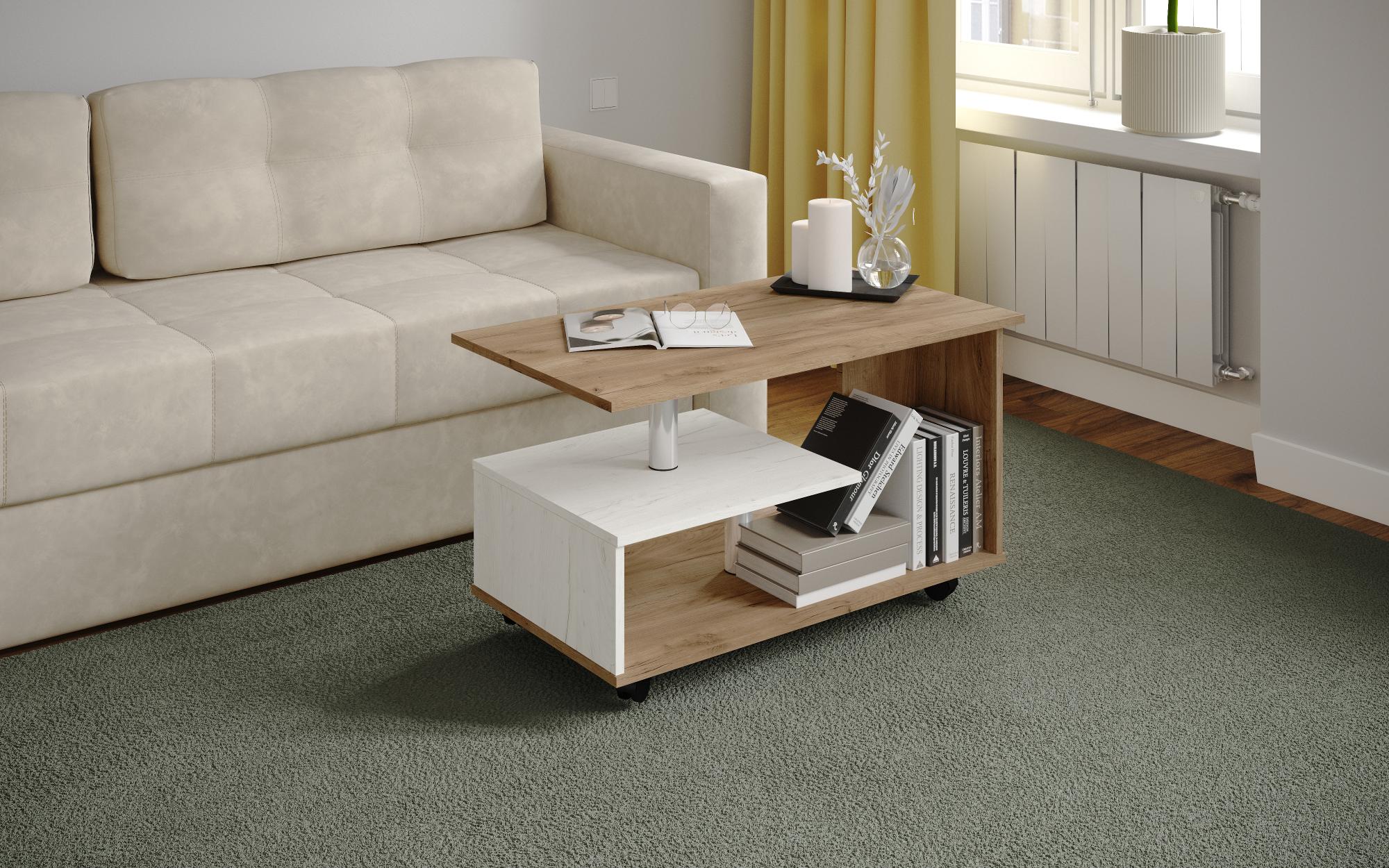 Журнальный стол Консул-5, Дуб крафт табачный, дуб крафт белый