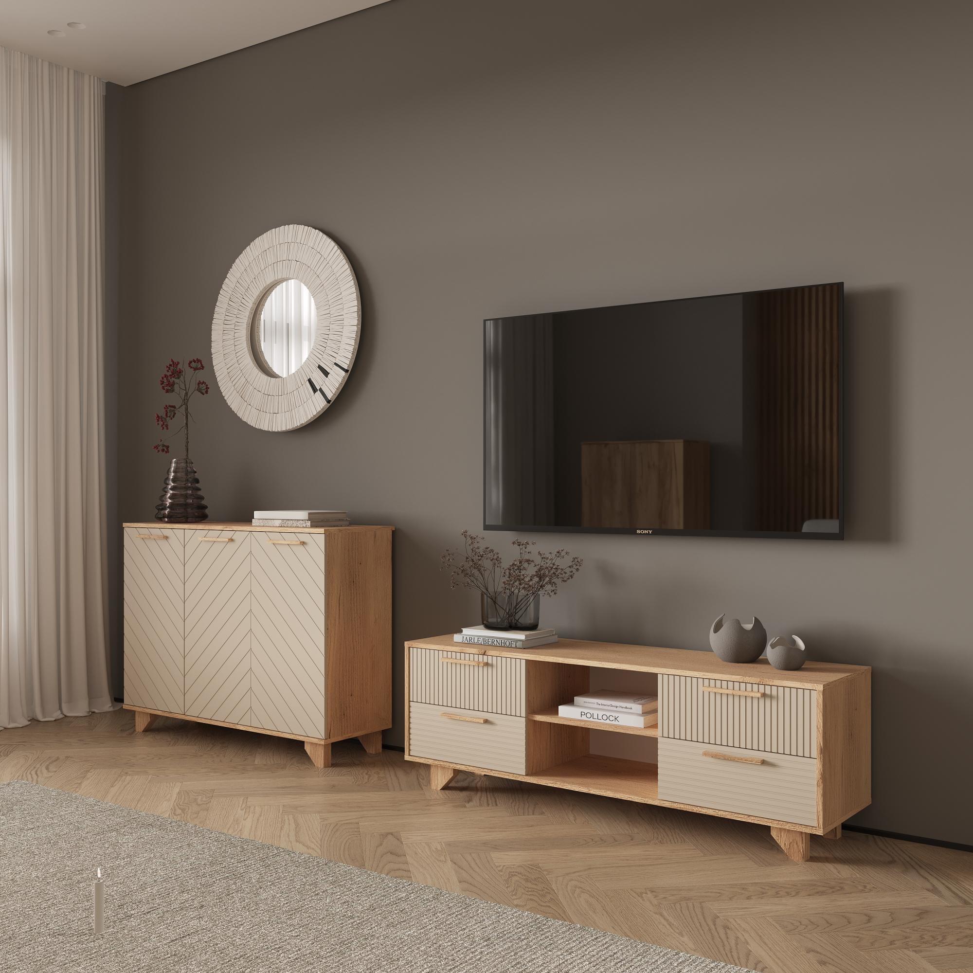 ТВ тумба Ньёрд 1500.4 Дуб вотан/Ива пепельная