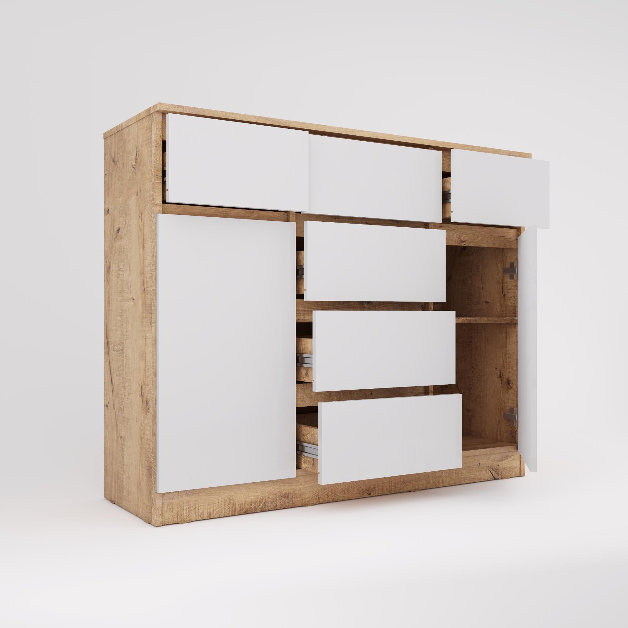 МС Охта Лайт Комод 1200.4 Дуб ВотанБелый гладкий