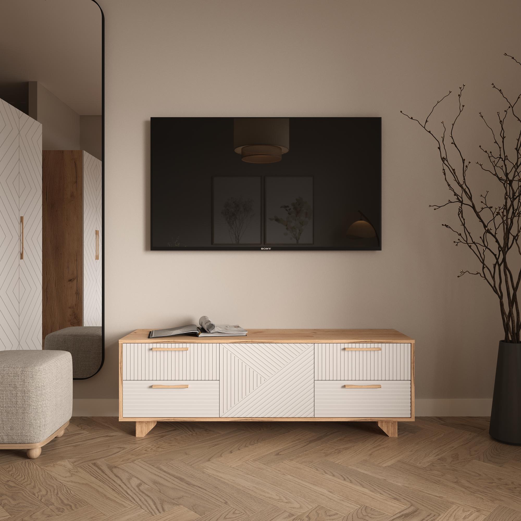 ТВ тумба Ньёрд 1501.4 Дуб вотан/Белый