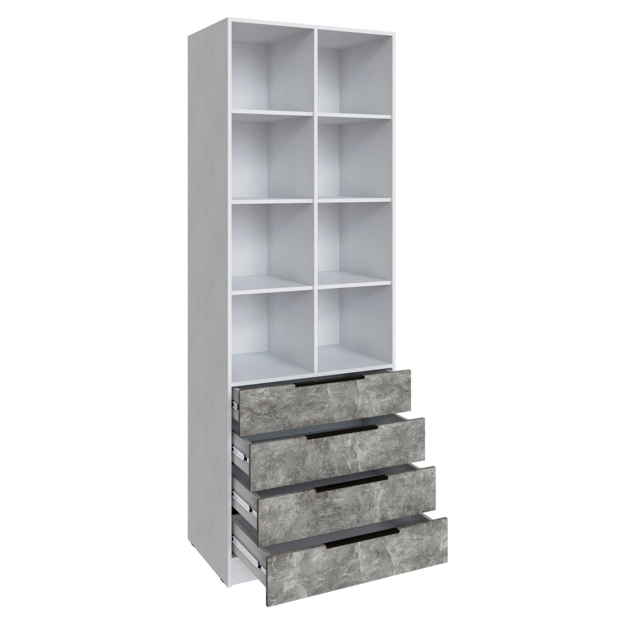 Стеллаж Мадрид (0,8) с 4 ящ. белый/ателье светлое