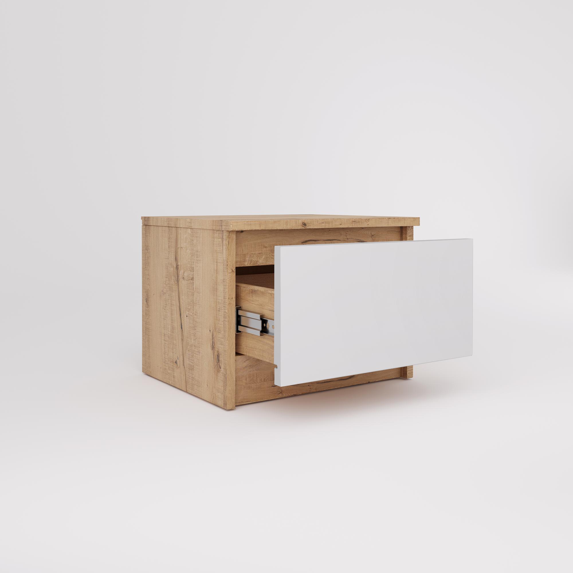 МС Охта Лайт ТумбаПрикроватная 400 Дуб ВотанБелый гладкий