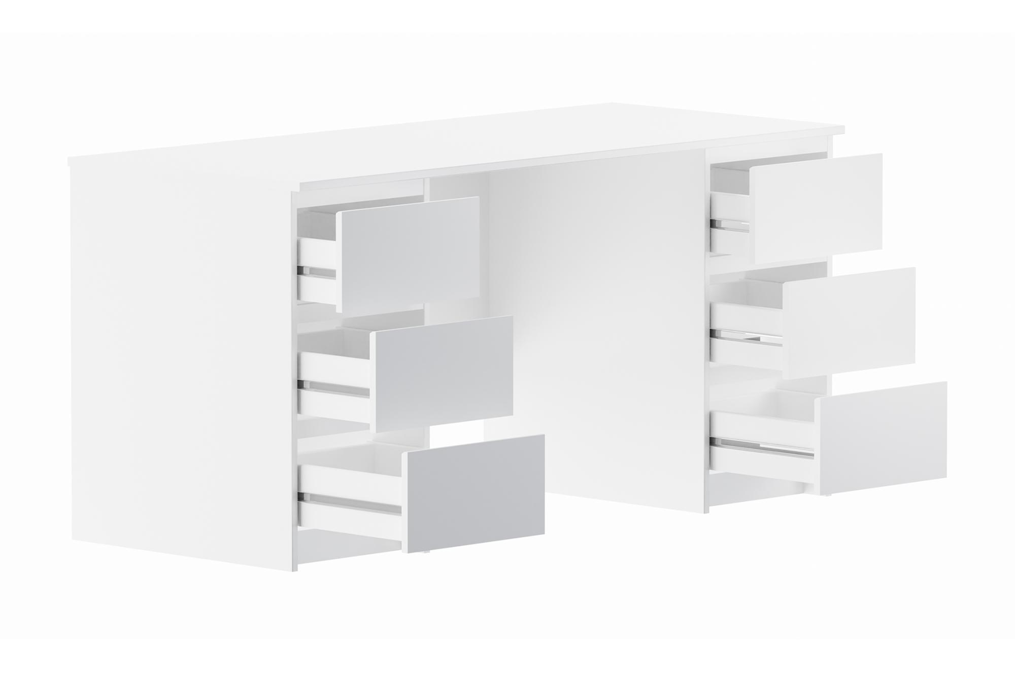 Письменный стол Кастор белый 6 ящиков