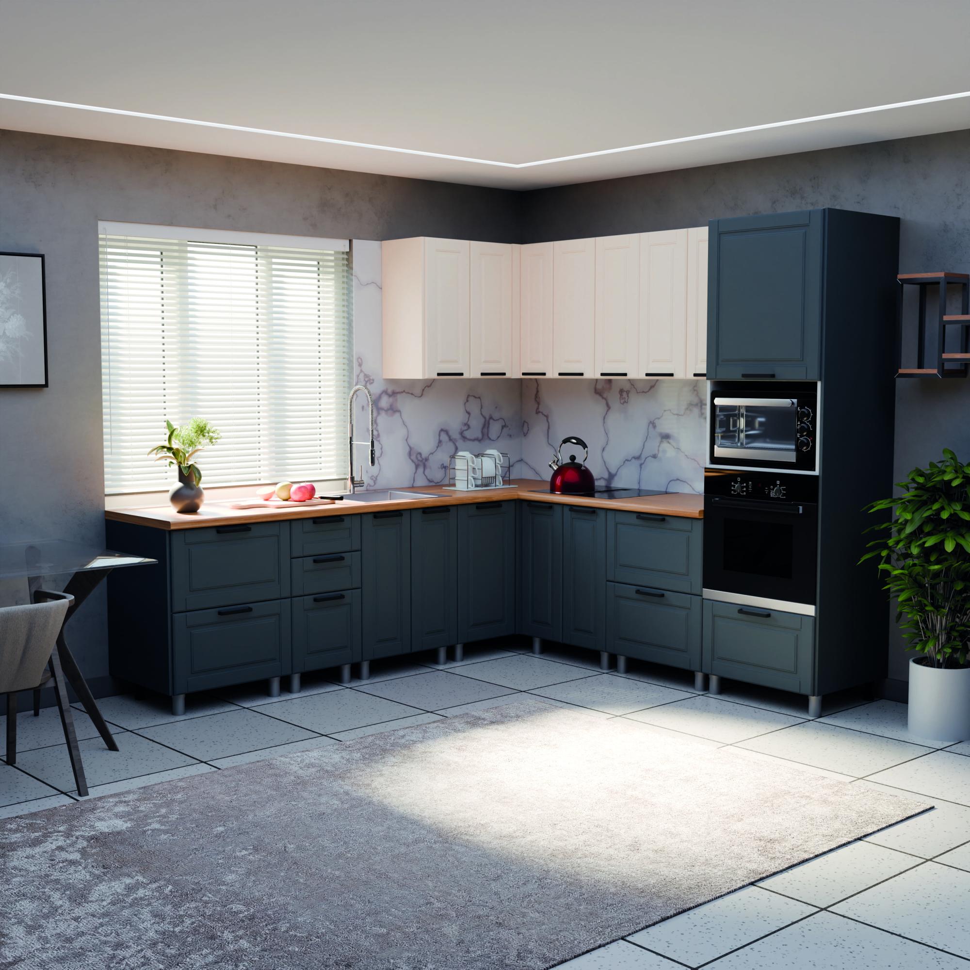 МК Аленушка Н2Я 600 Астра Сталь,скоба черный (со столешницей)