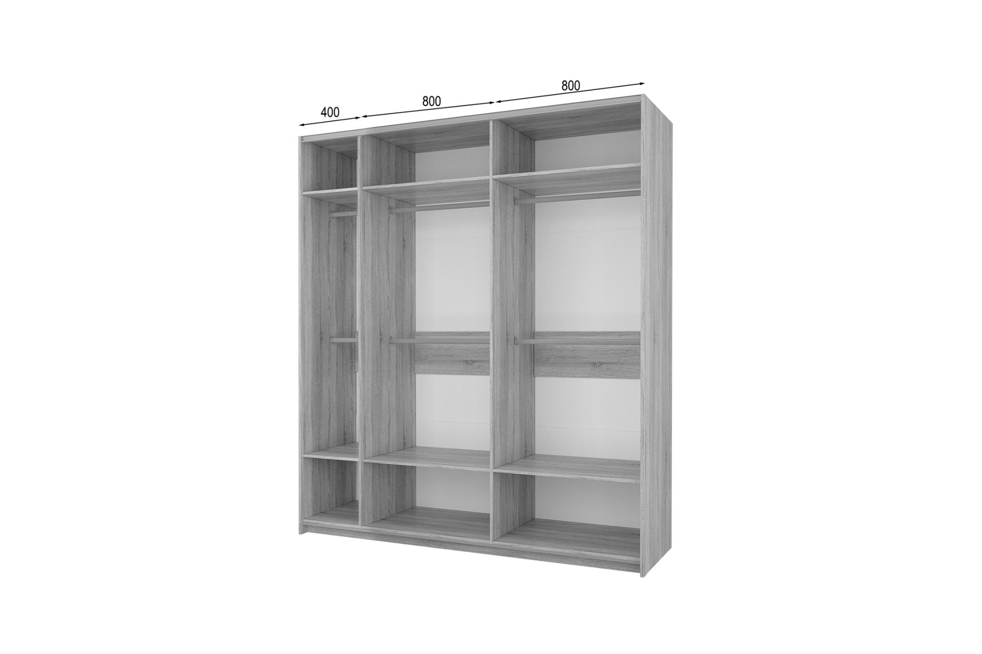 Шкаф-купе Fortune-14 2.0 м тип 3 сонома / белый / зеркало