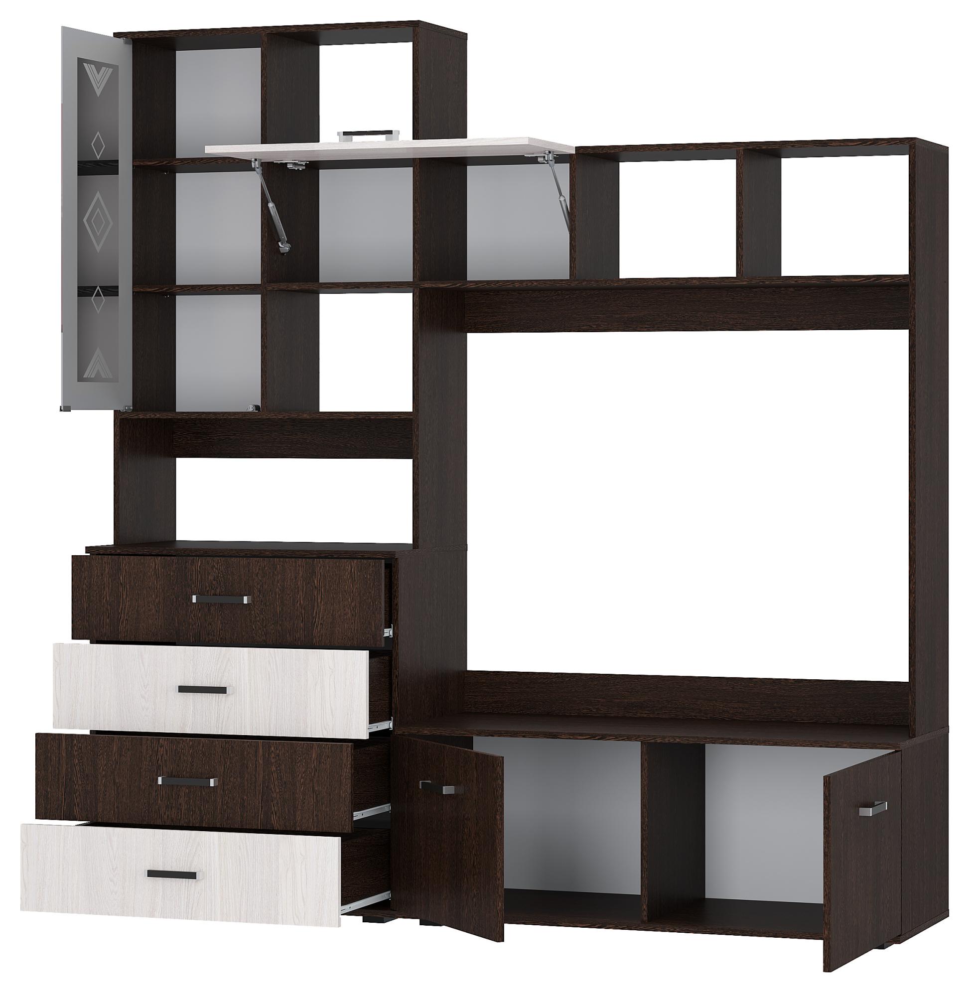 Гостиная Белла, венге/ясень белый. Комплект 3