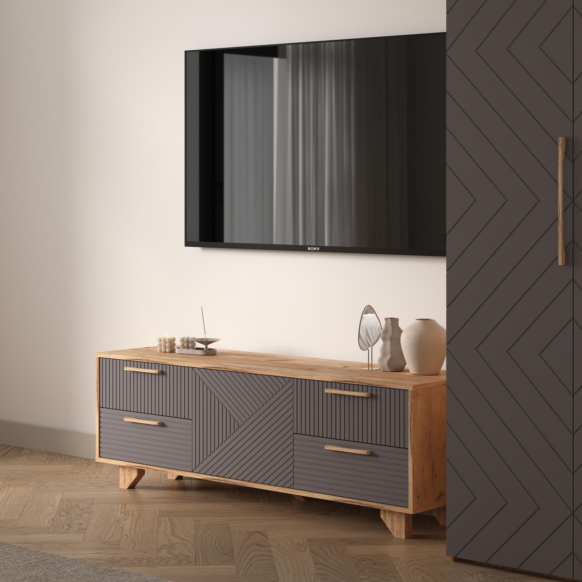 ТВ тумба Ньёрд 1501.4 Дуб вотан/Черника