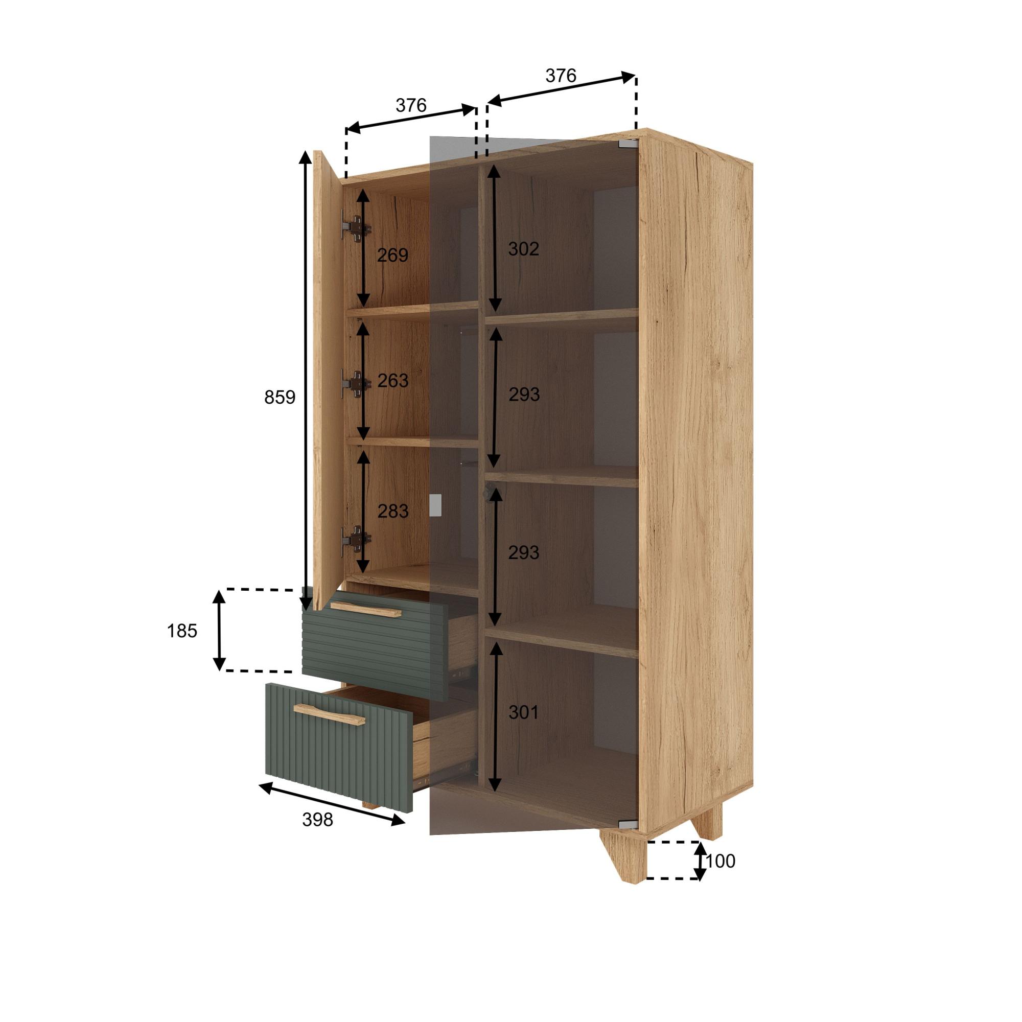 МС Ньёрд Шкаф-Витрина  Дуб вотан/Можжевельник