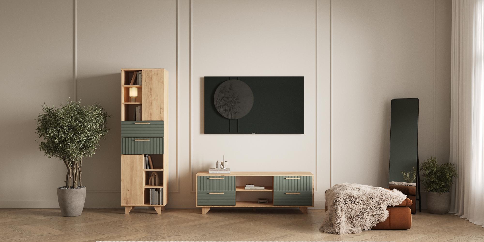 ТВ тумба Ньёрд 1500.4 Дуб вотан/Можжевельник