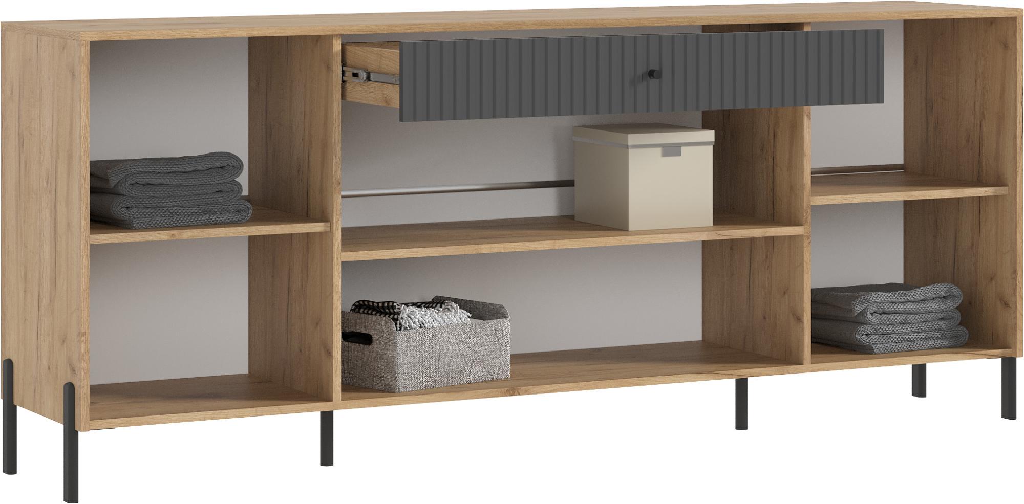 Комод Оливия (металл), Дуб Крафт, Графит Софт