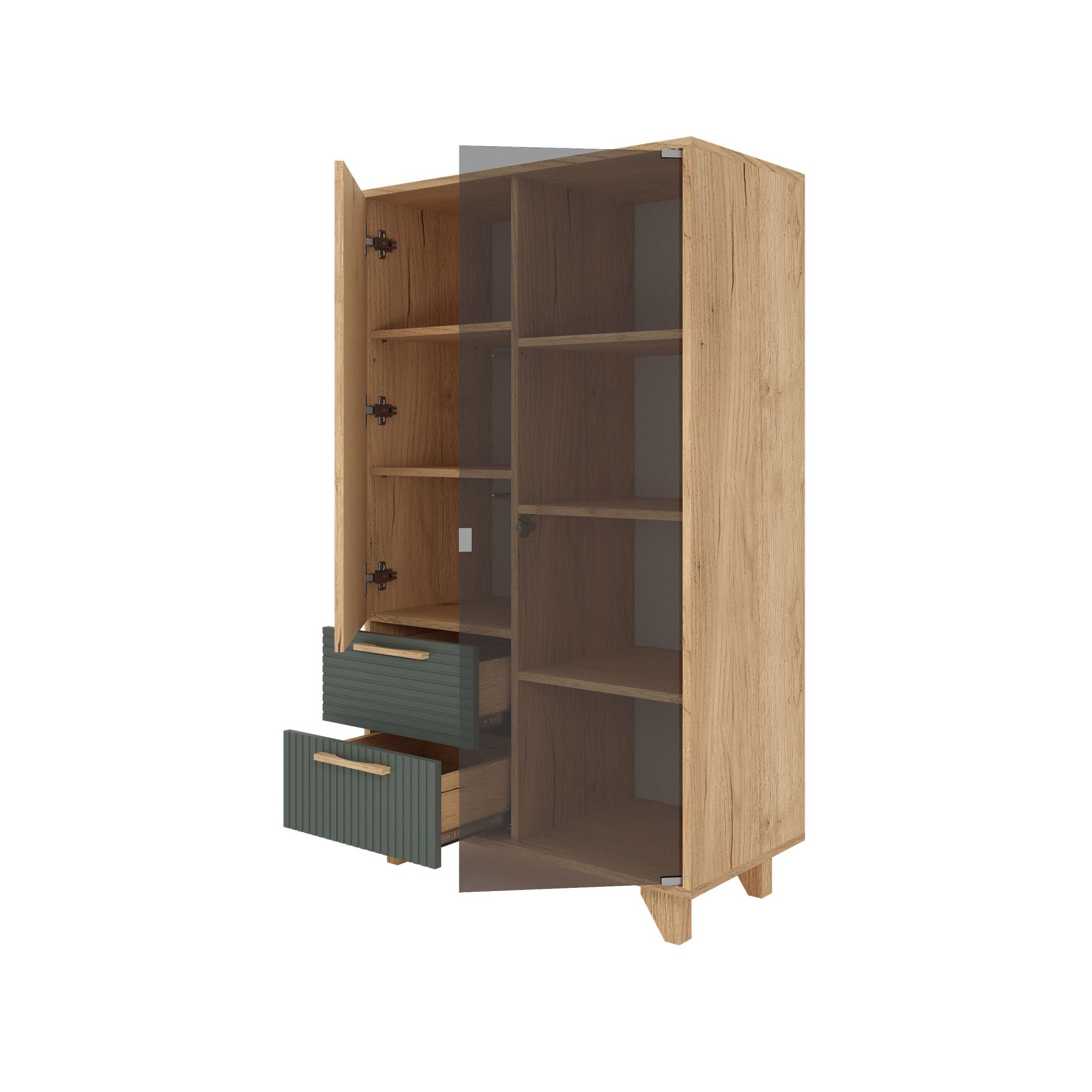 МС Ньёрд Шкаф-Витрина  Дуб вотан/Можжевельник