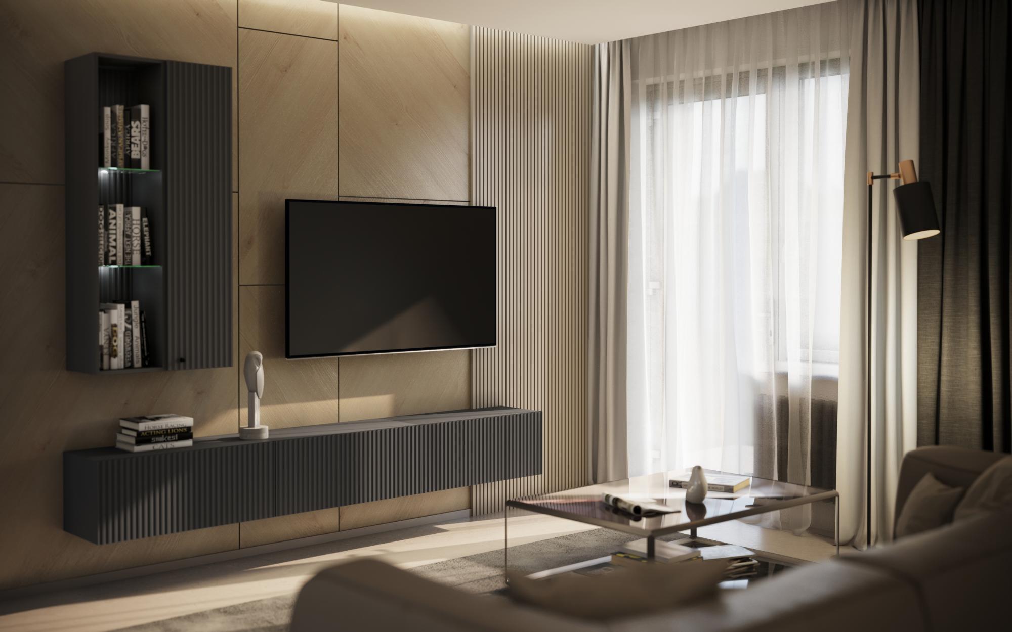 Тумба навесная №1 Оливия, Графит, Графит глянец