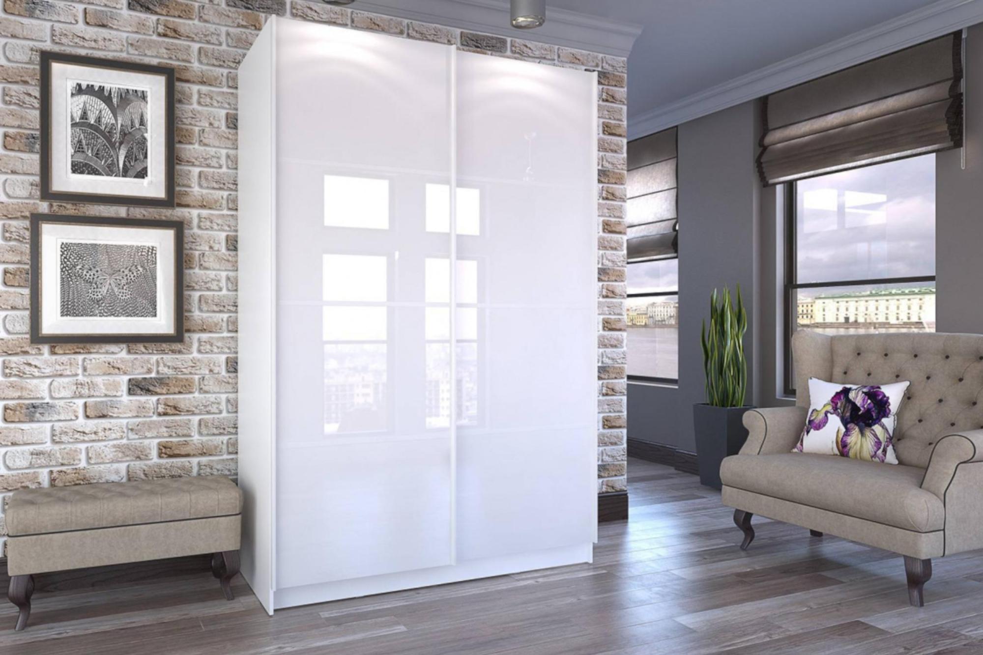 Шкаф-купе Марвин белый / белый глянец